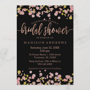 Confetti Rose Gold Bridal Shower Invitation
