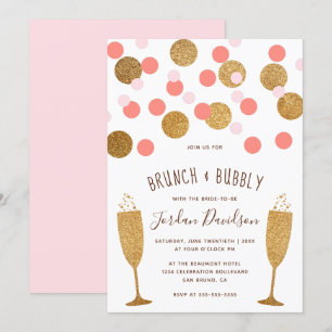 Confetti rose & or Brunch & Bubbly Invitations