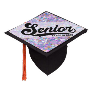 Confetti Senior Class of 2026 Script Design Graduation Cap Topper