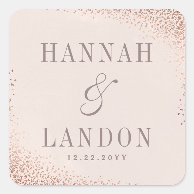 Confetti shimmer couples wedding sticker faux foil (Front)