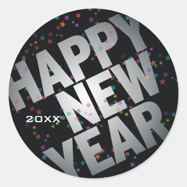 Confetti Silver Celebration New Years Sticker (Front)