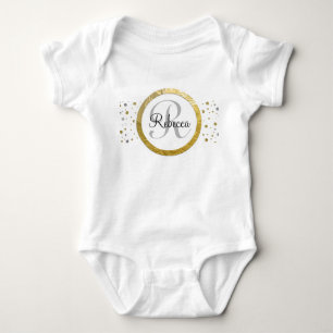 Confetti Silver/Gold Monogram Baby Bodysuit