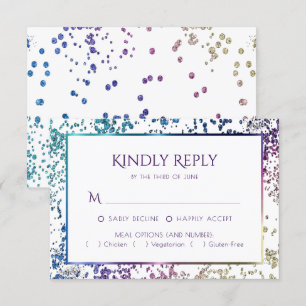 Confetti Sparkle Colourful Diamond Dust Entree RSVP Card