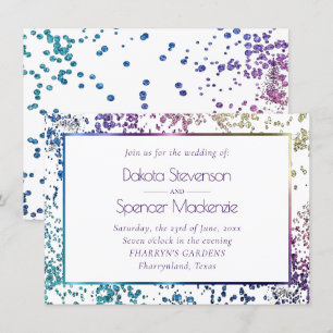 Confetti Sparkle   Colourful Diamond Dust Wedding Invitation