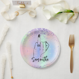 Confetti Sparkly Bachelorette Party   Bridal Party Paper Plate
