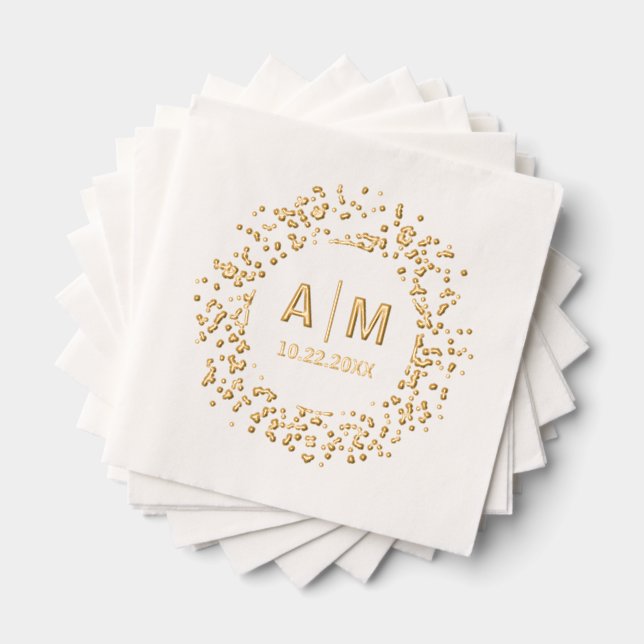 Confetti Splatter Fun Monogramme & Mariage de date (Insitu (empilé))