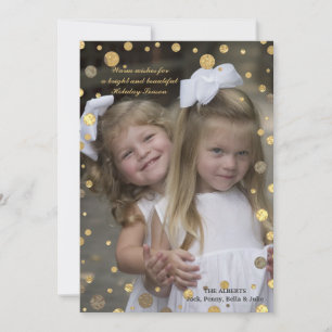 Confetti Sprinkling in Gold Holiday Photo Card