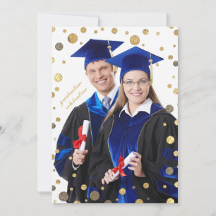 Confetti Sprinkling in Gold Photo Invitation