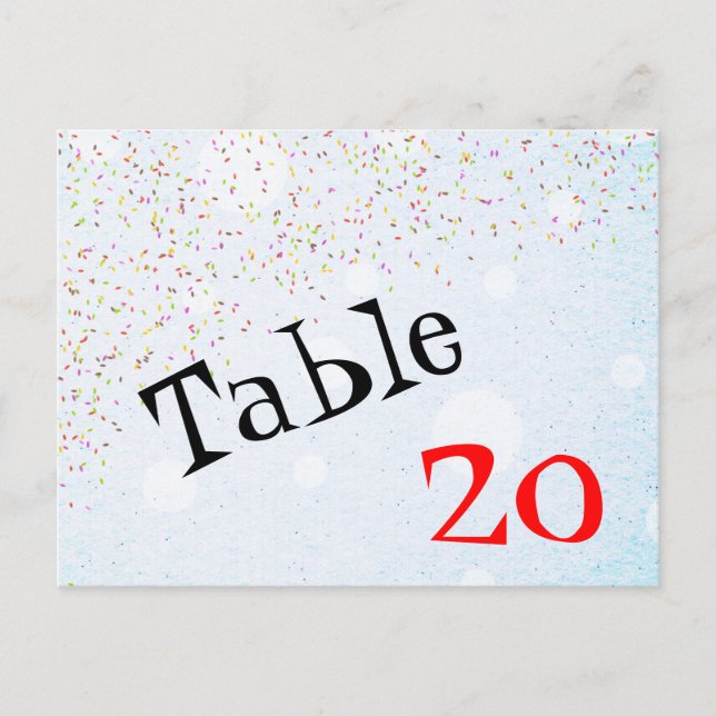 Confetti Table Number Postcard (Front)