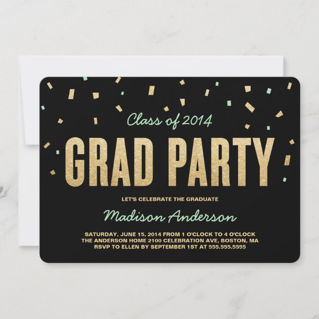 Confetti Toss | Invitation de la fête de graduatio (Devant)