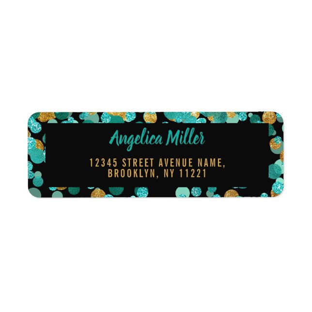 Confetti Turquoise Gold Parties scintillant Noir T (Devant)