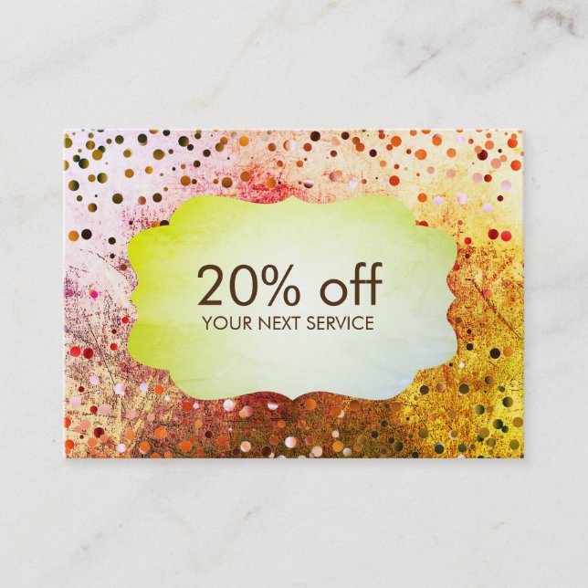 Confetti Vintage Coupon Card Voucher Discount Gift (Front)