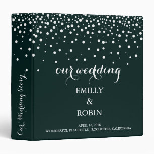 Confetti White Dots Elegant Navy Blue Wedding Binder
