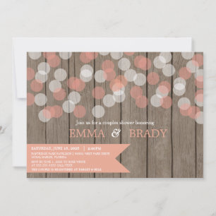 Confetti Wood Rustic Couples Shower Invitation