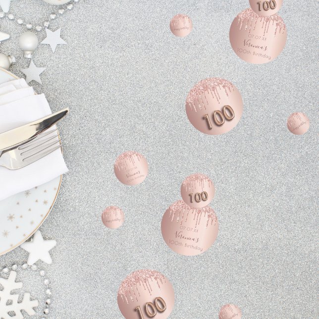 Confettis 100e anniversaire rose or parties scintillant rose (Créateur téléchargé)