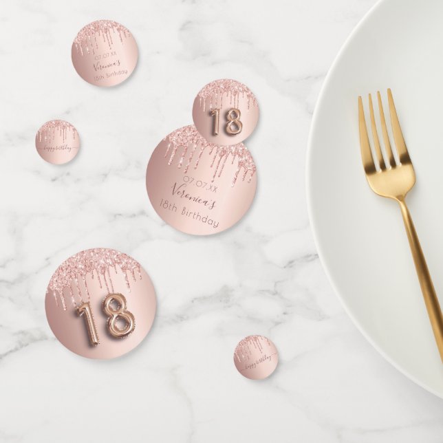 Confettis 18e anniversaire rose or parties scintillant rose  (Groupe)