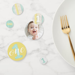 Confettis 1er Anniversaire Monnaie & Cottage Jaune Bois Rust