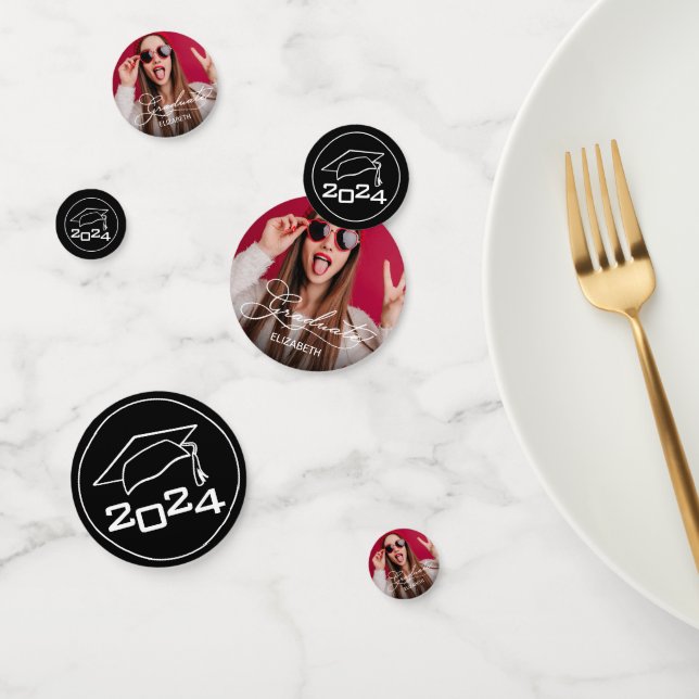 Confettis 2024 Modern Custom Photo Graduation Party (Groupe)