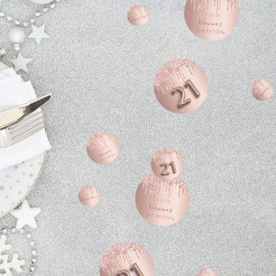 Confettis 21e anniversaire rose or parties scintillant rose