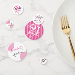 Confettis 21e anniversaire Thème rose personnalisé