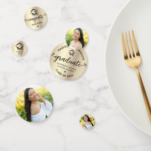 Confettis 3 Graduation Photo Black Gold Modern Script Casque