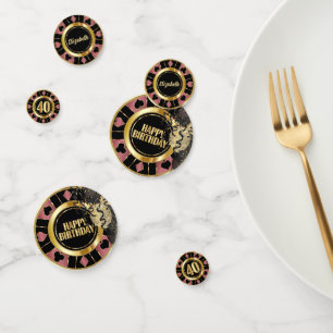 Confettis 40e Anniversaire Casino Poker Chip - Or Rose