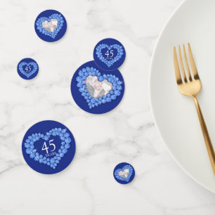 Confettis 45e saphir mariage anniversaire photo coeur bleu
