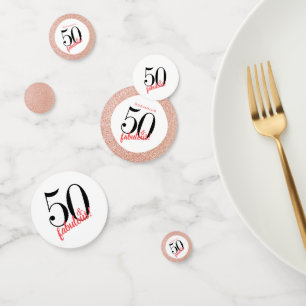 Confettis 50 et Fabulous Rose Parties scintillant or Anniver