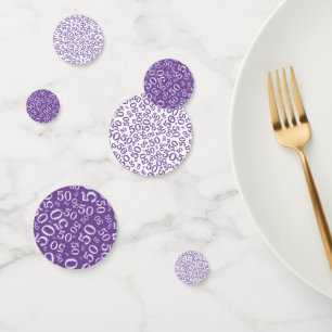 Confettis 50e anniversaire Cool numéro Motif violet et blanc