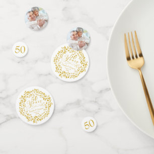 Confettis 50e anniversaire de Mariage Gold Wreath 50 Photo
