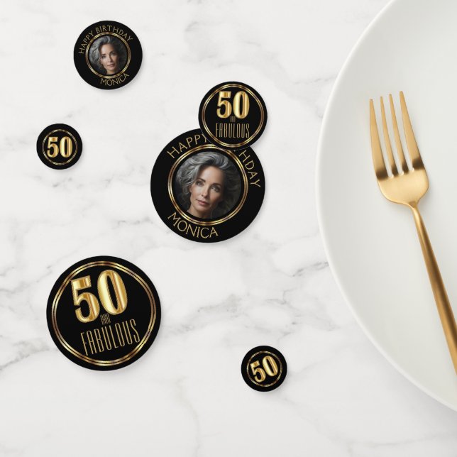 Confettis 50e anniversaire fabuleux - Noir et Or (Groupe)