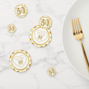 Confettis 50e anniversaire - Or et blanc