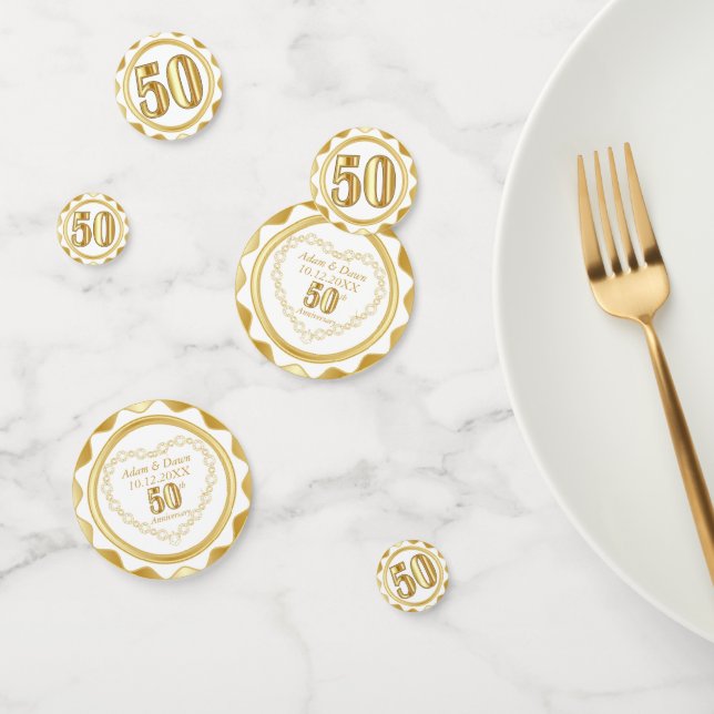 Confettis 50e anniversaire - Or et blanc (Groupe)