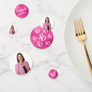 Confettis 50e anniversaire photo Hot Pink Foil Table Confett