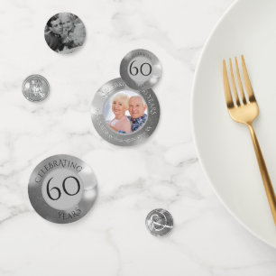 Confettis 60e anniversaire de Mariage Photo Silver personnal