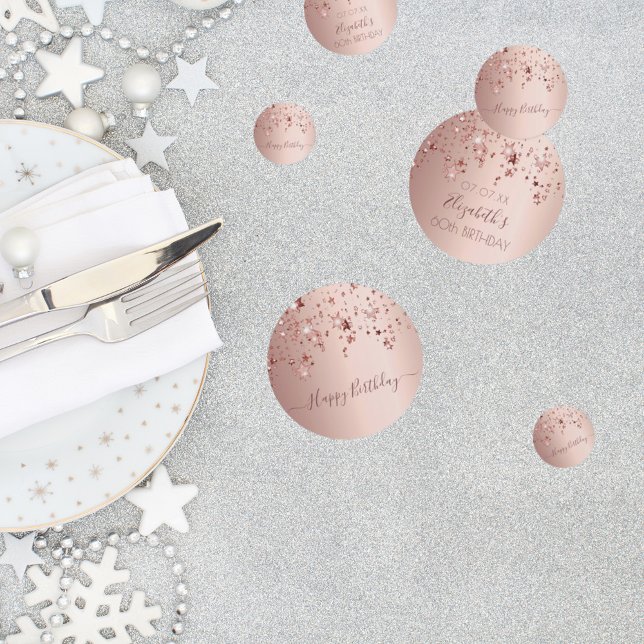 Confettis 60e anniversaire rose or rose étoiles glam (Créateur téléchargé)