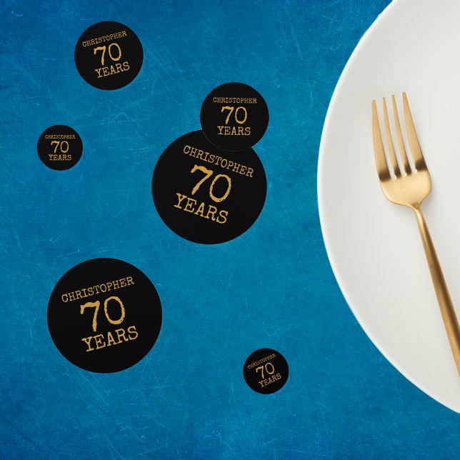 Confettis 70e anniversaire Legendary Black Gold Retro (70th Birthday Legendary Black Gold Retro Confetti
)