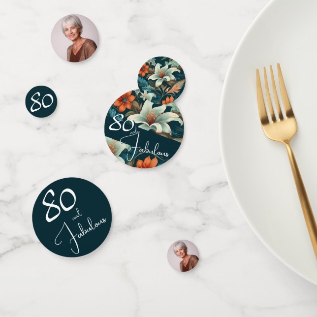 Confettis 80 et fabuleux Motif Flower Photo Anniversaire (Groupe)