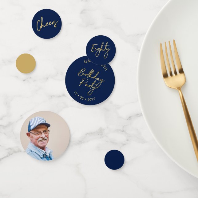 Confettis 80 | Gold & Navy Modern 80th Birthday Party (Groupe)