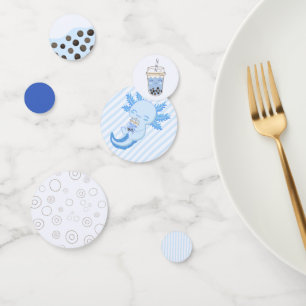 Confettis Adorable Blue Axolotl Boba Tea Boys Anniversaire