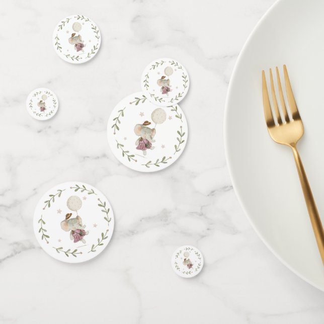 Confettis Adorable Fille Eléphant Botanique Floral Boho Baby (Groupe)