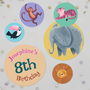 Confettis Animaux de la jungle Safari anniversaire fille aqu