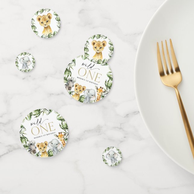 Confettis Animaux de la jungle, Safari, Un sauvage, premier  (Groupe)