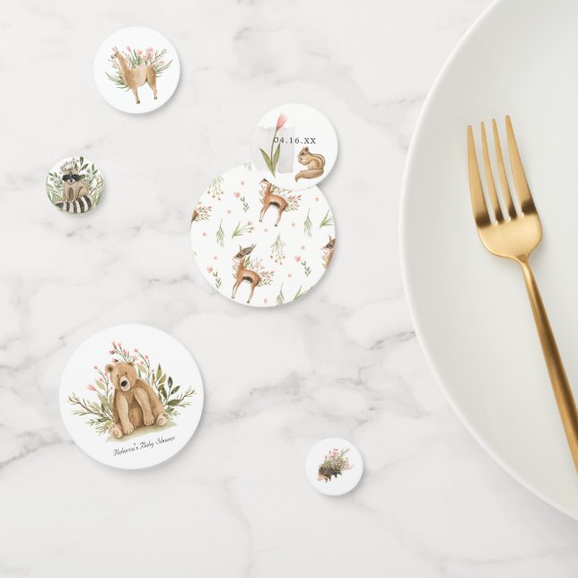 Confettis Animaux des bois | Baby shower de printemps doux (Groupe)