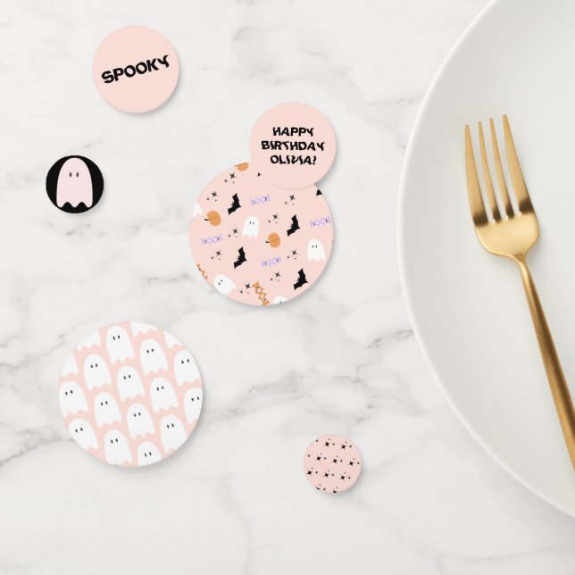 Confettis Anniversaire d'Halloween rose moderne (Groupe)