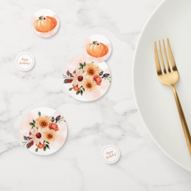 Confettis Aquarelle Floral Automne Anniversaire (Groupe)