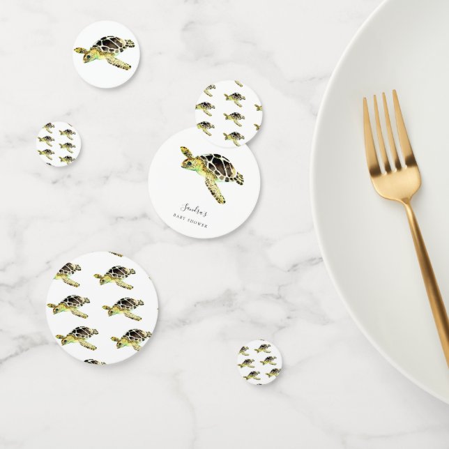 Confettis Aquarelle minimale du Baby shower de tortue de mer (Groupe)
