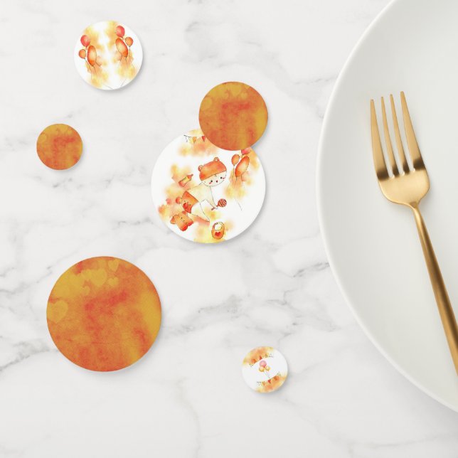 Confettis Aquarelle orange mignonne Bear Balloon Jouets Conf (Groupe)