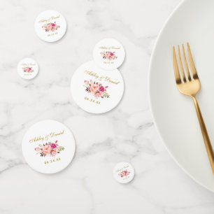 Confettis Aquarelle rose Floral Mariage or