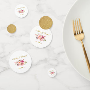 Confettis Aquarelle rose Floral Mariage Parties scintillant 